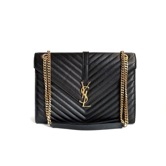Saint Laurent Medium Envelope Bag in Quilted Grain de Poudre Leather